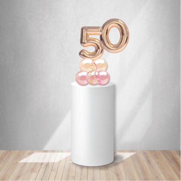 Order our personalized centerpieces with any age made of cute 14" mylar balloons and choose balloon colors for the base. Both letters and numbers are available in silver or gold.