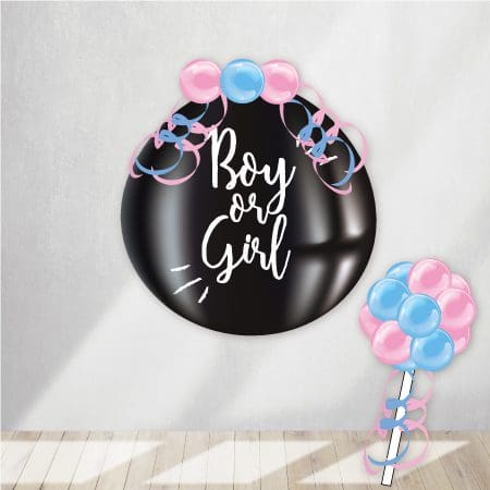 Gender Reveal Balloon Pop filled with either pink or blue confetti. It comes with a pop stick to reveal the gender!