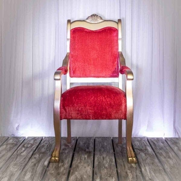 Red Throne gold frame chair for parties