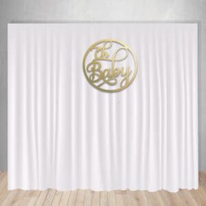 Our Gold "Oh Baby" Sign is so beautiful in person and makes the perfect addition to your baby shower backdrop!